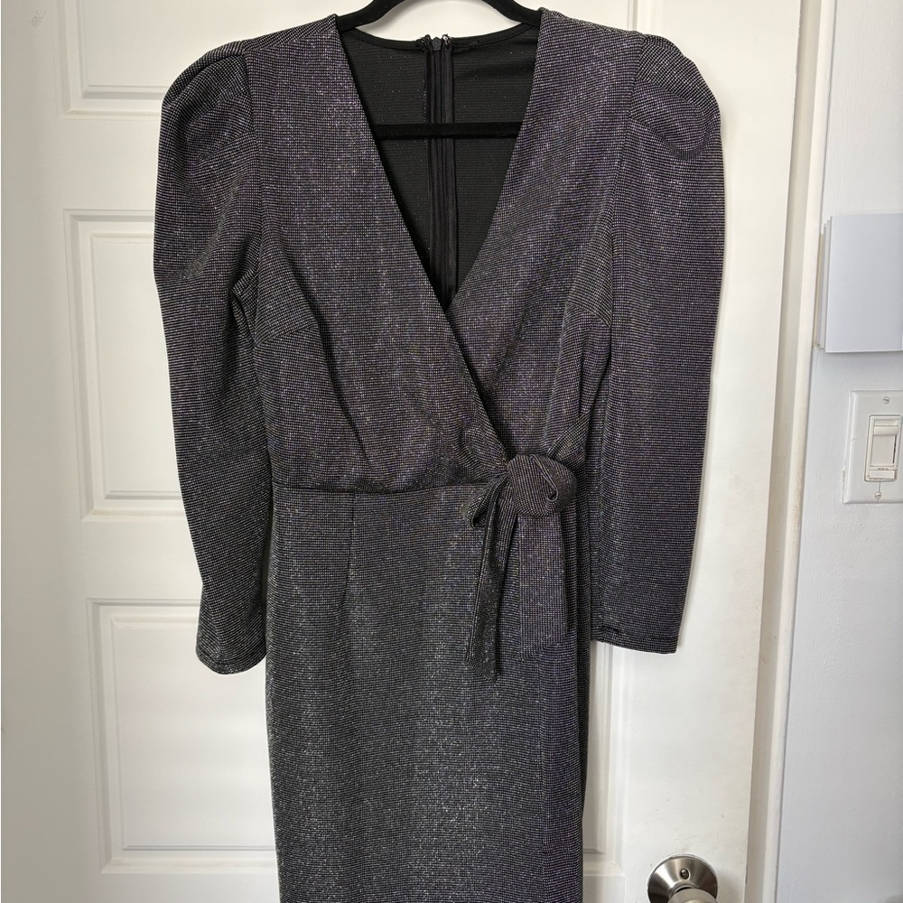 Zara Shimmering Gray Long Sleeve Dress